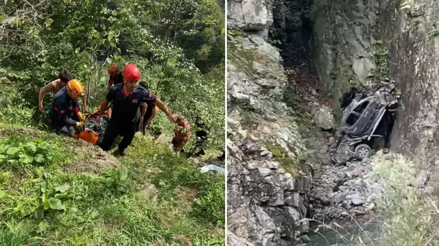 giresunda feci kaza arac ucuruma yuvarlandi olu ve yarali var UWuXTqEy